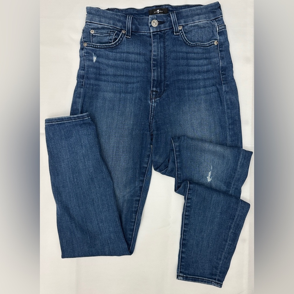 7 For All Mankind Blue Skinny Jeans